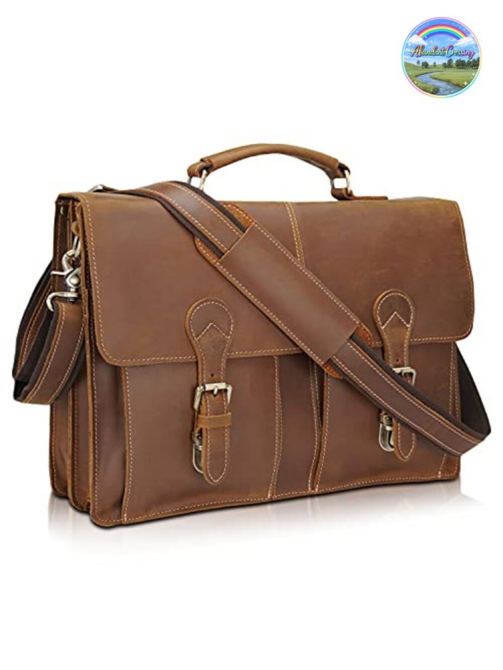 Full Grain Leather Messenger Bag Laptop Briefcase Handcrafted Work Bag
